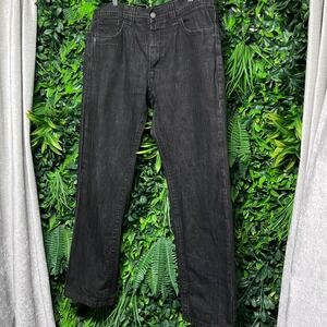 Vintage Pelle Pelle Mens Jeans 36x32 Black Baggy Denim Straight Leg 3800
